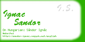 ignac sandor business card